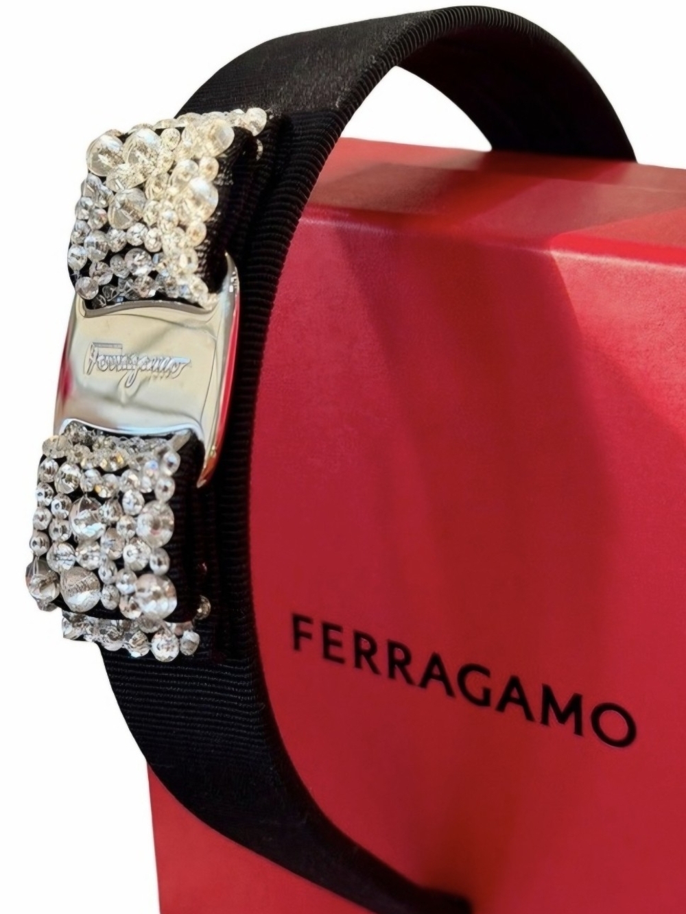 Salvatore Ferragamo Black Headband with Crystals